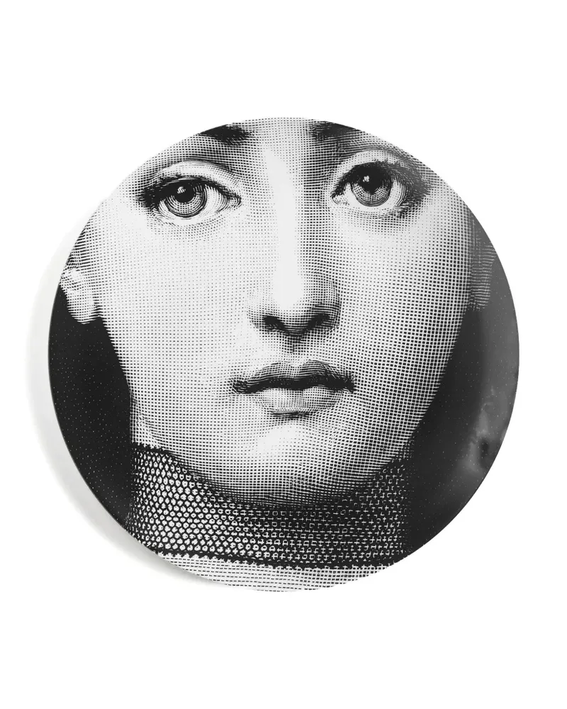 Fornasetti Teller mit Gesicht-Motiv - Schwarz Schwarz