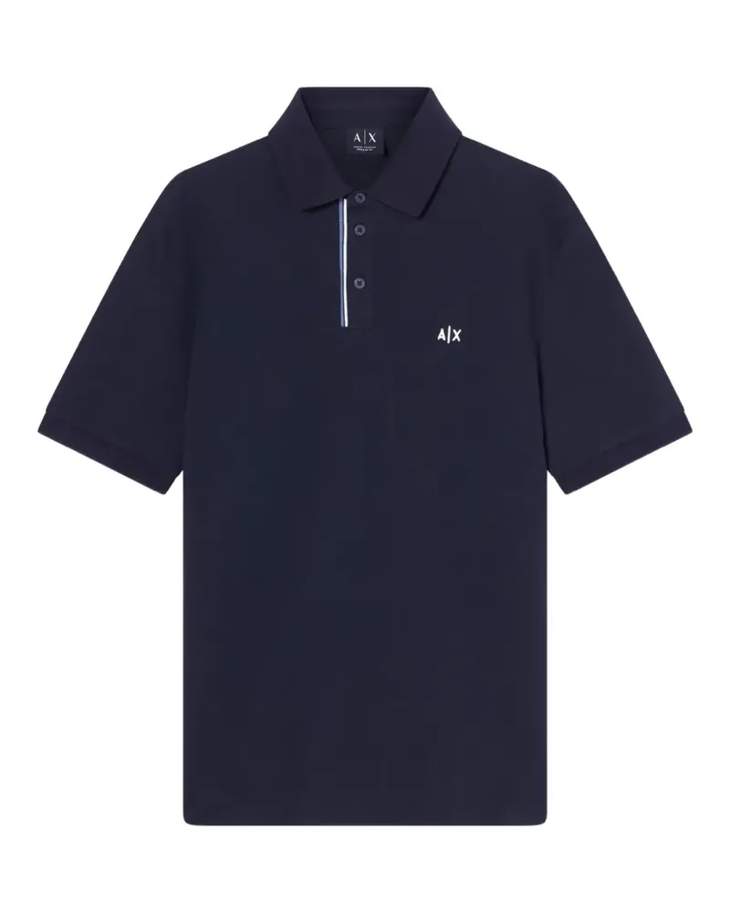 Armani Exchange logo-print piqué polo shirt - Blau Blau