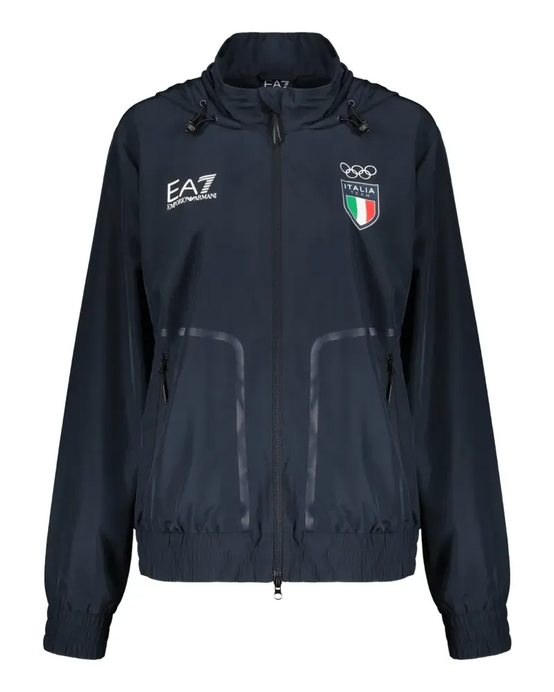 EA7 logo-print hooded jacket - Blau Blau