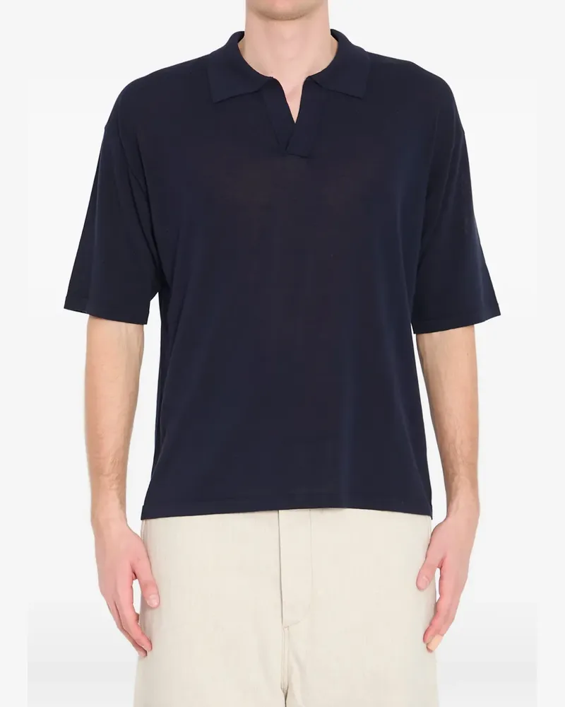 Roberto Collina ribbed V-neck polo shirt - Blau Blau