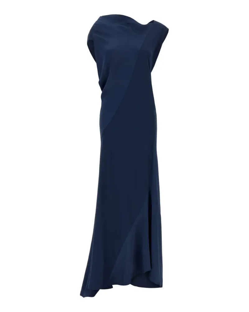 Alberta Ferretti asymmetrical draped midi dress - Blau Blau