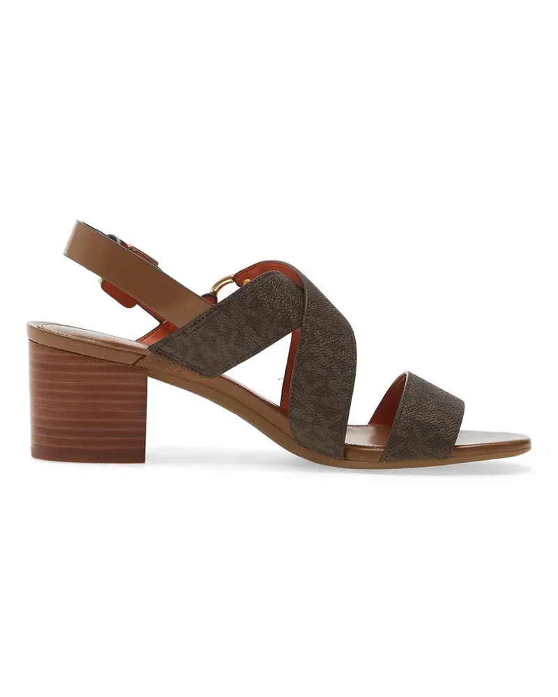 Michael Kors logo-plaque crossover-strap sandals - Braun Braun