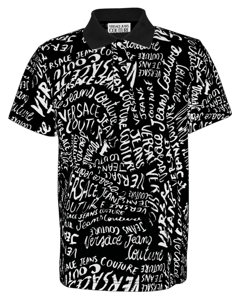 Versace Jeans Poloshirt mit Logo-Print - Schwarz Schwarz
