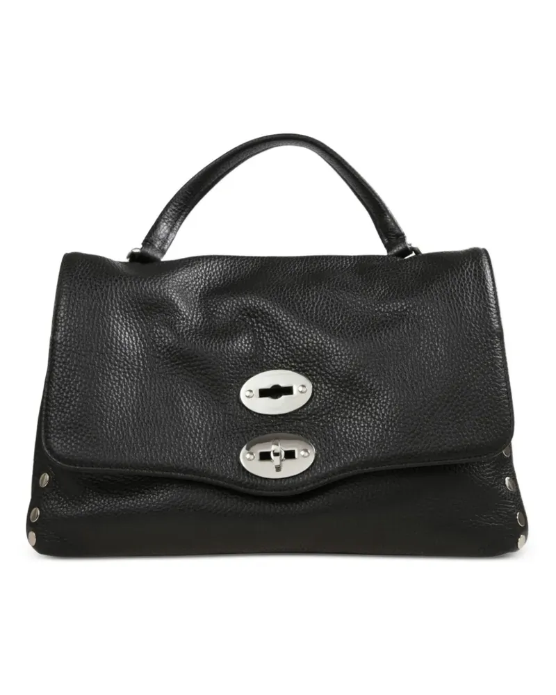 Zanellato Rivets Tote Bag mit Drehverschluss - Schwarz Schwarz