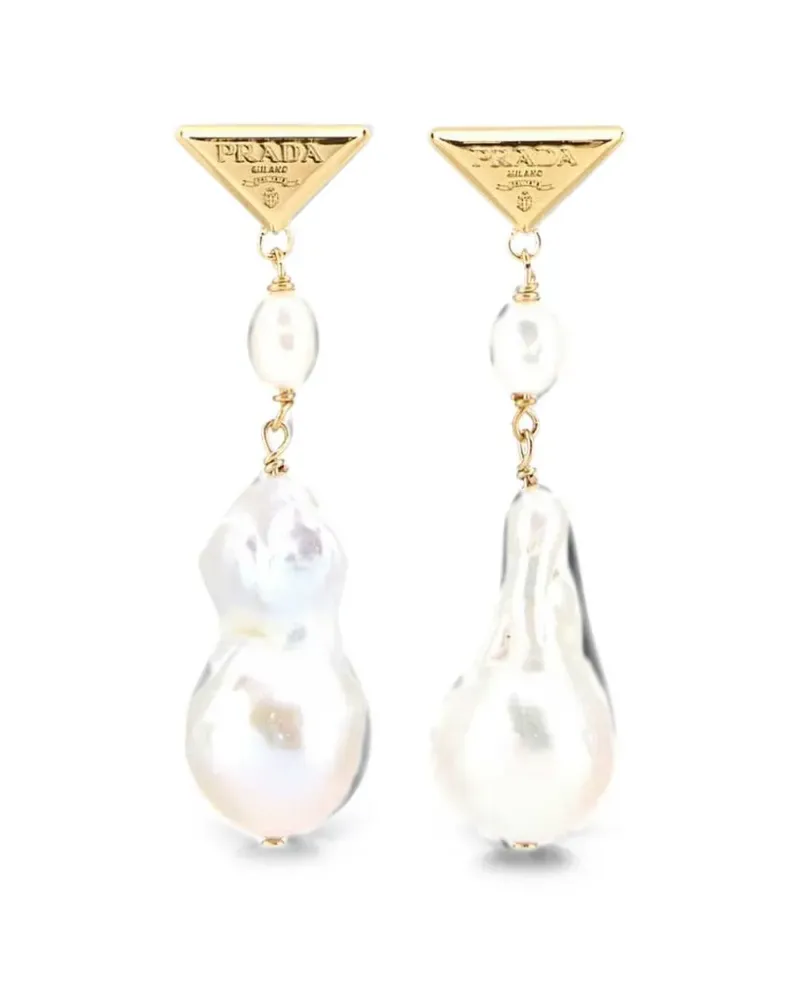 Prada Symbole pearl-pendant earrings - Gold Gold