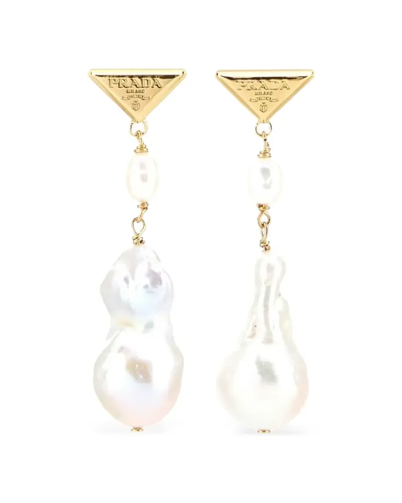 Prada Symbole Ohrringe mit Perlenanhänger - Gold Gold
