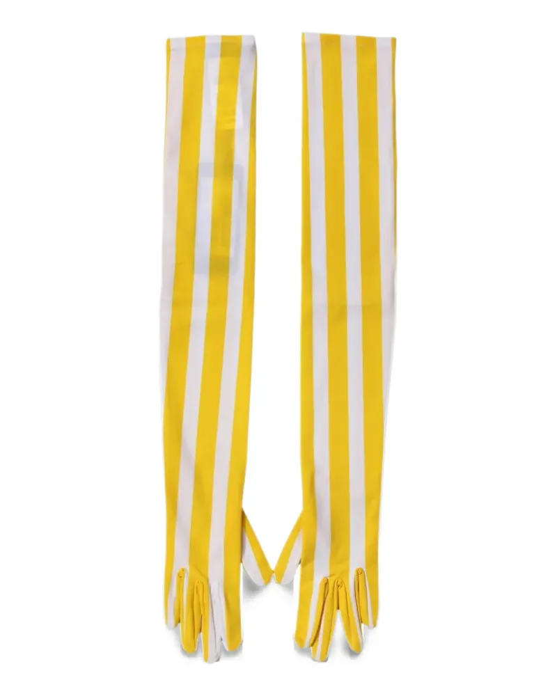 Dolce & Gabbana yellow white stripes nylon elbow-length gloves - Gelb Gelb
