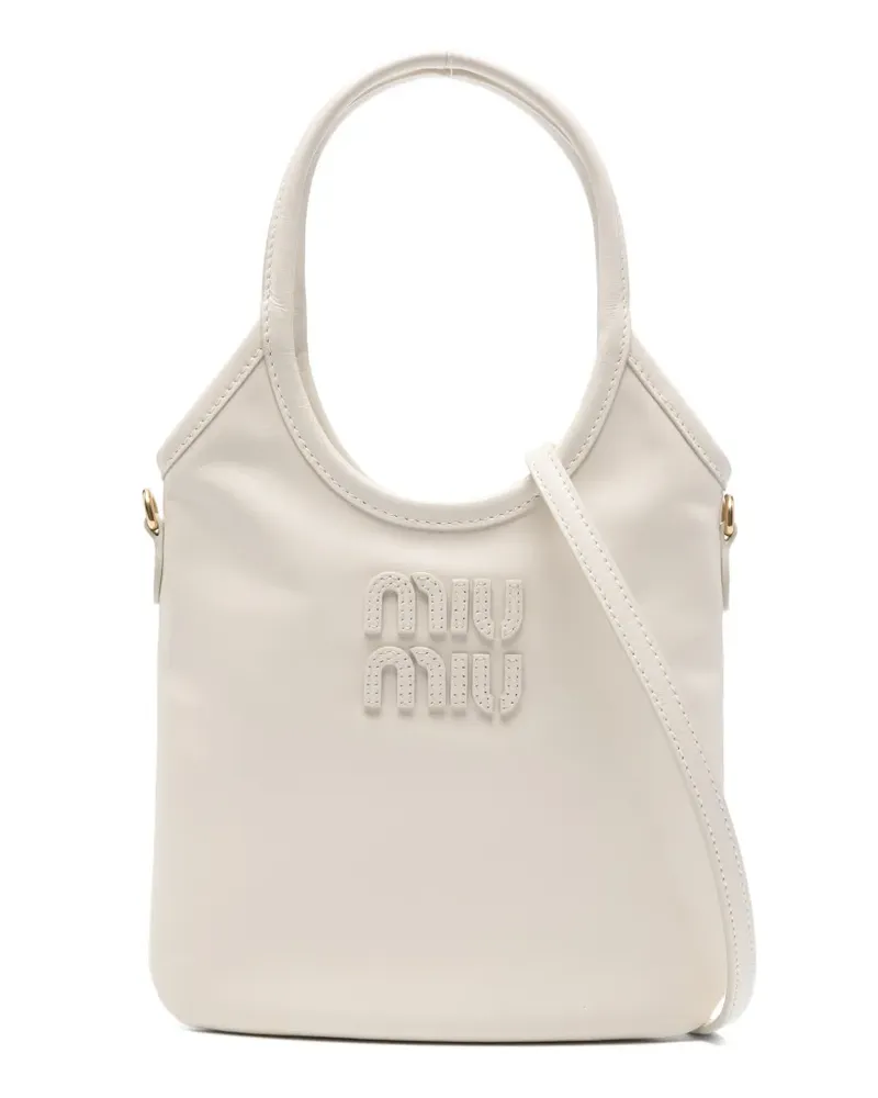 Miu Miu Ivy Tote Bag mit Logo-Applikation - Weiß Weiß