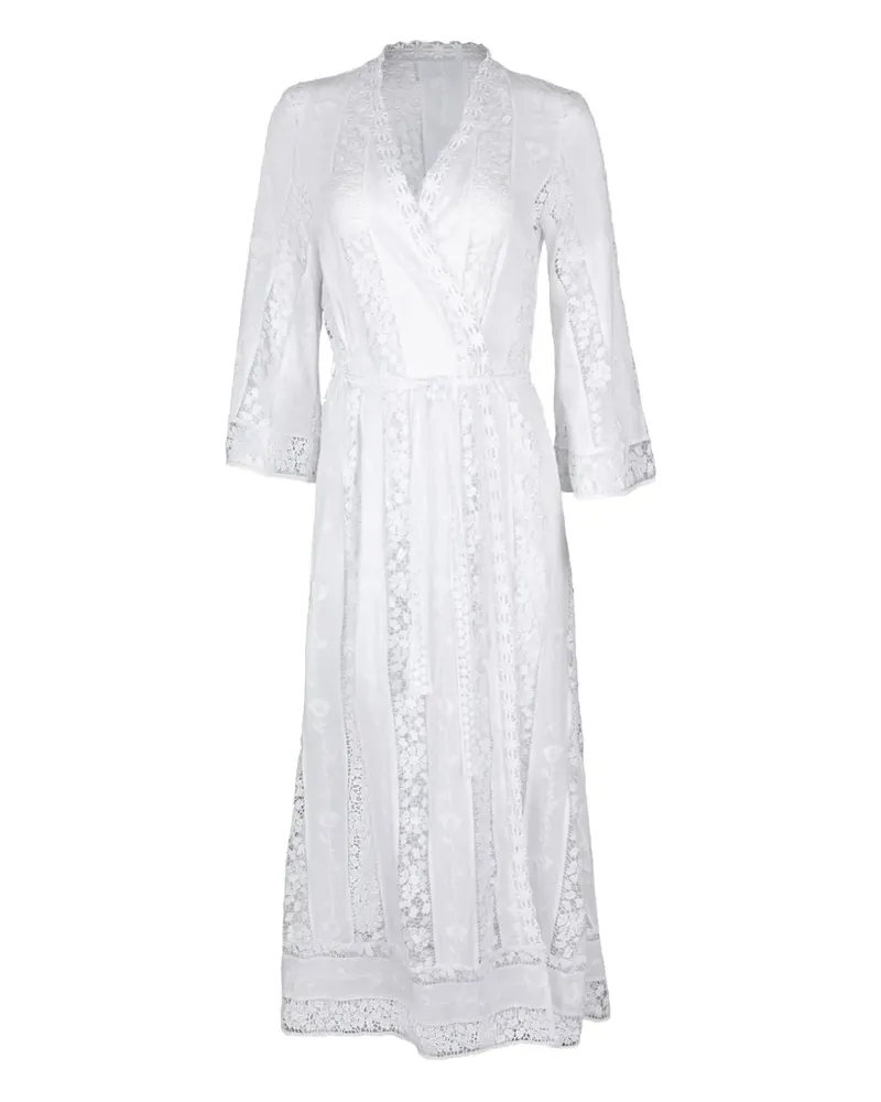Miguelina Lucinda Kleid mit Spitzeneinsätzen - Weiß Weiß