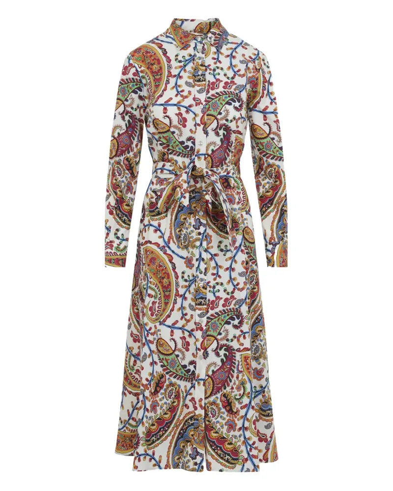Etro paisley tie-waist midi dress - Weiß Weiß