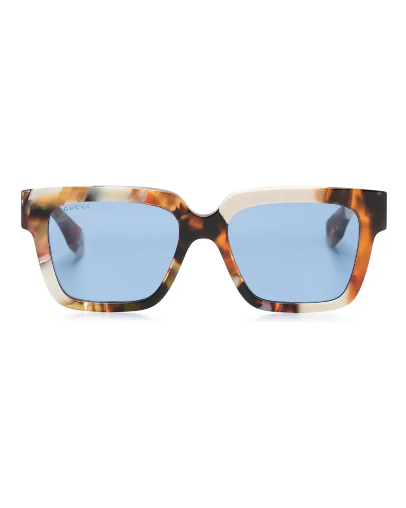 Gucci Sonnenbrille mit breitem Gestell - Weiß Weiß