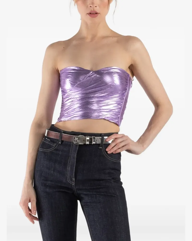 forte_forte gathered-design strapless top - Violett Violett
