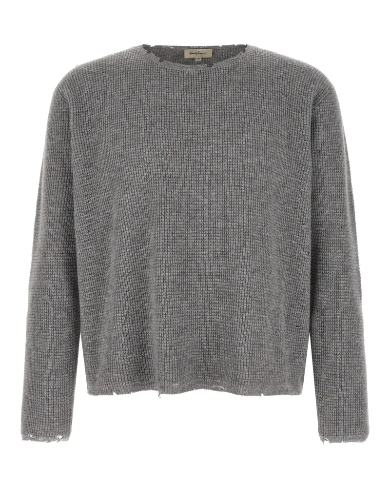 Second/Layer Friends Pullover aus Wabenstrick im Distressed-Look - Grau Grau
