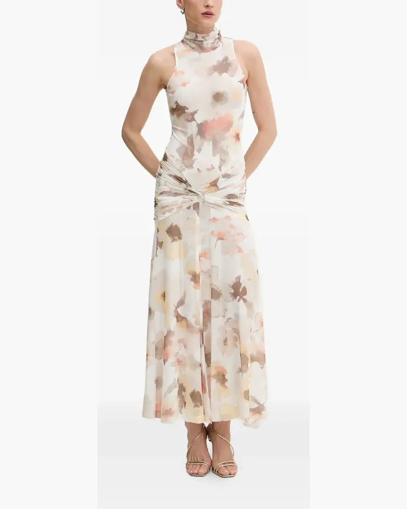 Bardot Gerafftes Leanna Kleid mit Blumenprint - Weiß Weiß