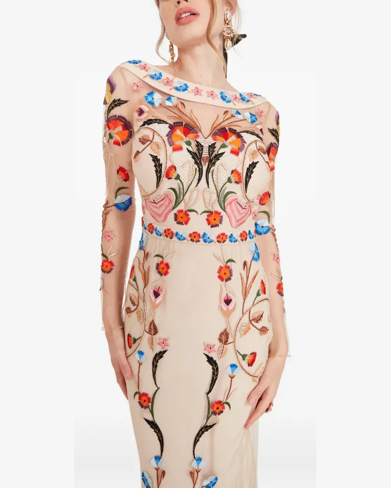 Temperley London Toledo Kleid mit Blumenstickerei - Nude Nude