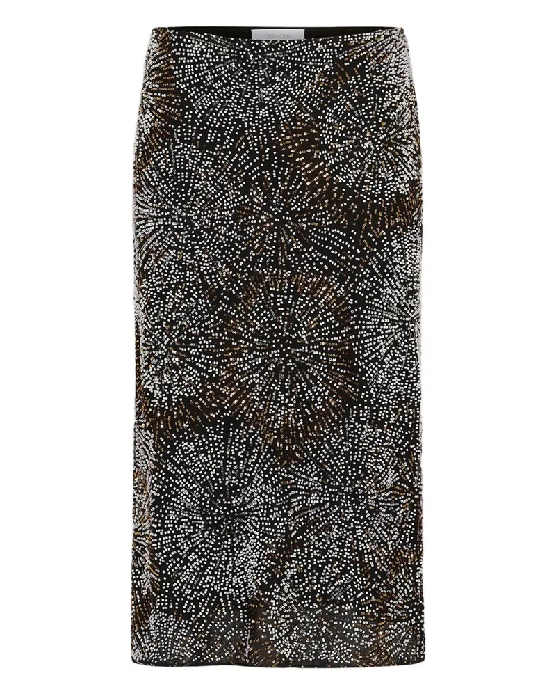 Paco Rabanne Rock aus Krepp mit Perlenstickerei - Schwarz Schwarz