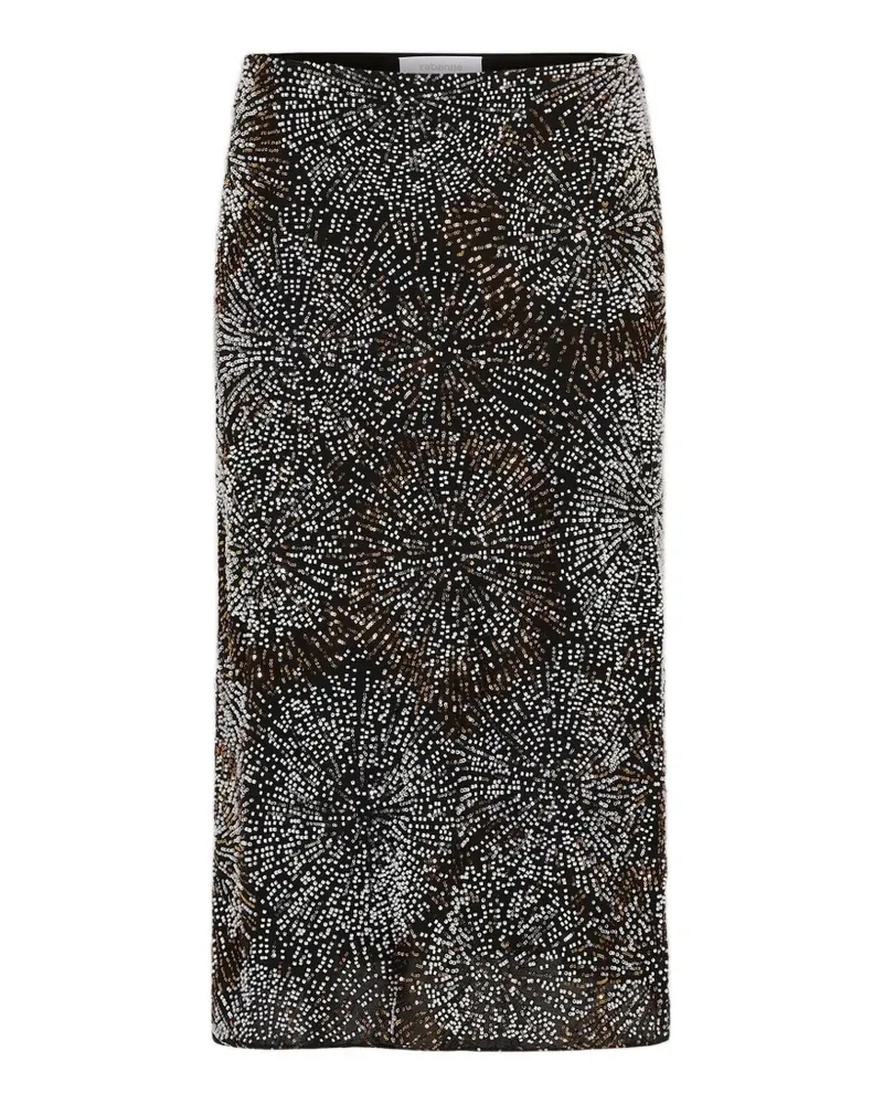 Paco Rabanne Rock aus Krepp mit Perlenstickerei - Schwarz Schwarz