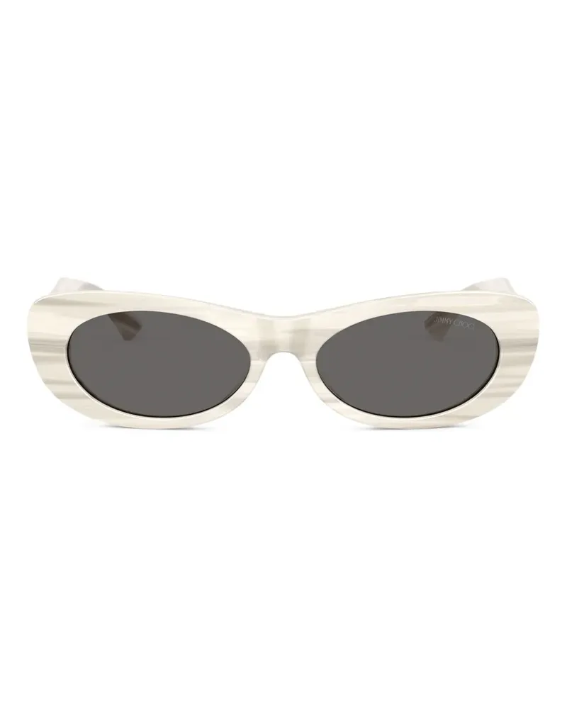 Jimmy Choo Gestreifte Sonnenbrille mit Logo - Weiß Weiß