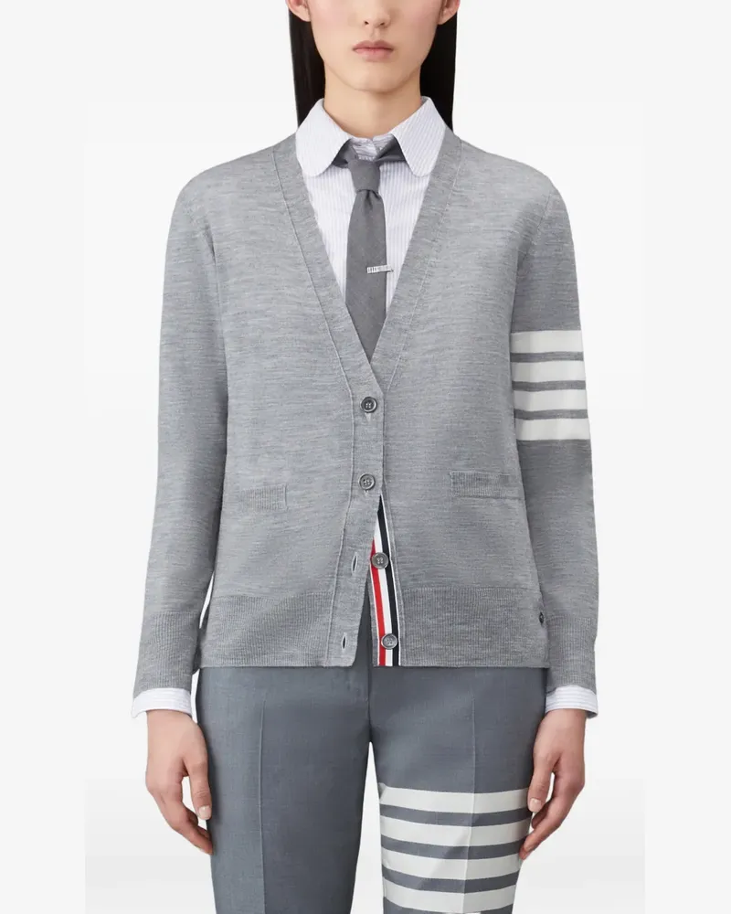 Thom Browne 4-Bar Cardigan mit V-Ausschnitt - Grau Grau