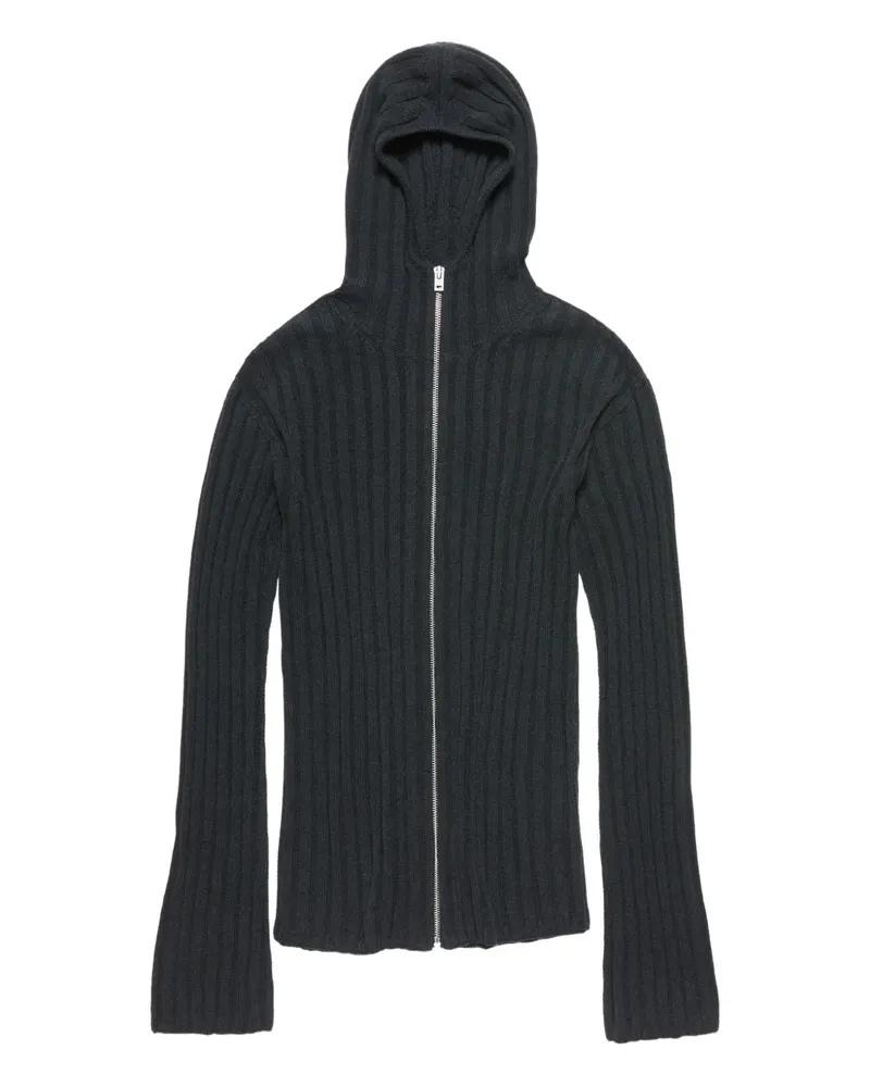 Acne Studios Gerippter Cardigan mit Kapuze - Grau Grau