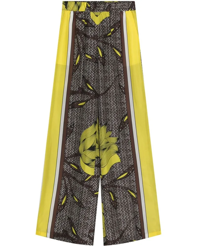 P.A.R.O.S.H. Seidenhose mit Blumen-Print - Braun Braun