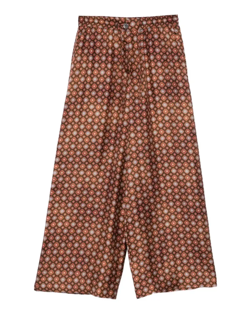 Pierre-Louis Mascia geometric-print silk trousers - Braun Braun