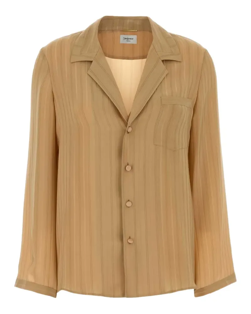 Saint Laurent embroidered silk shirt - Nude Nude