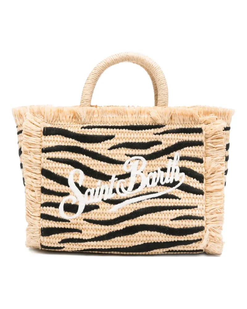 MC2 Saint Barth zebra-print frayed shoulder bag - Nude Nude