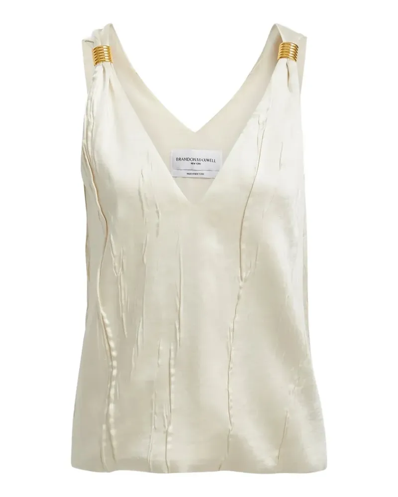Brandon Maxwell crinkled-pleat tank top - Nude Nude