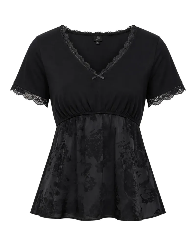 Maison Margiela Jacquard-Oberteil mit Spitzenbesatz - Schwarz Schwarz