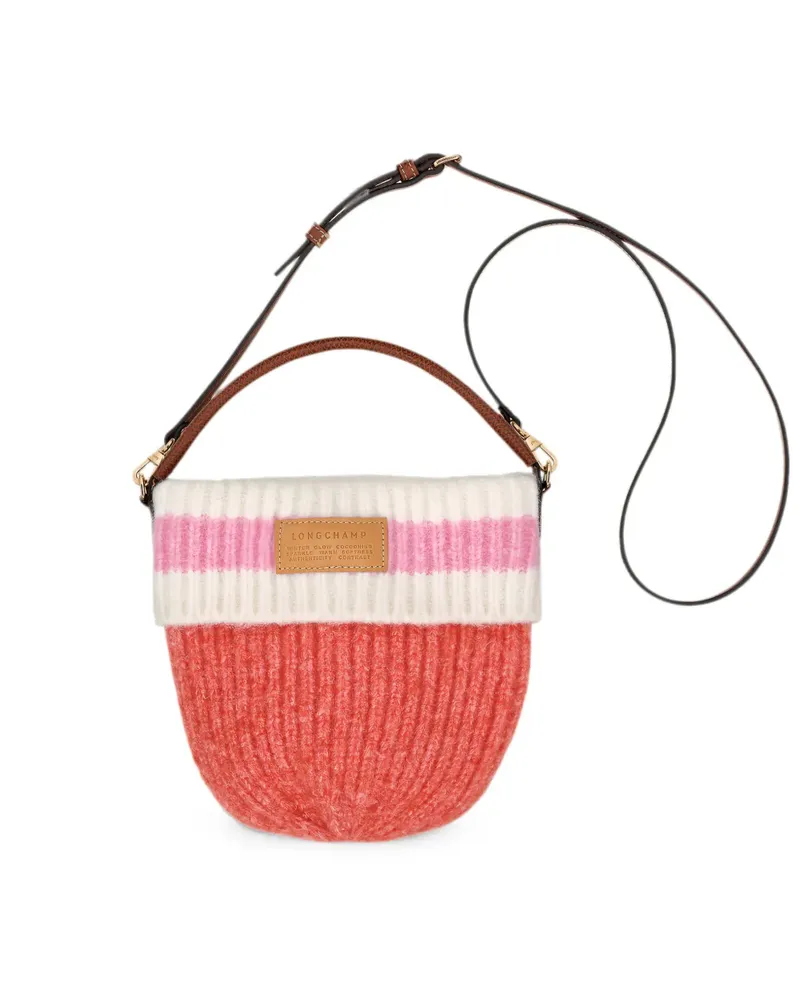 Longchamp small Le Pliage ribbed-knit crossbody bag - Orange Orange