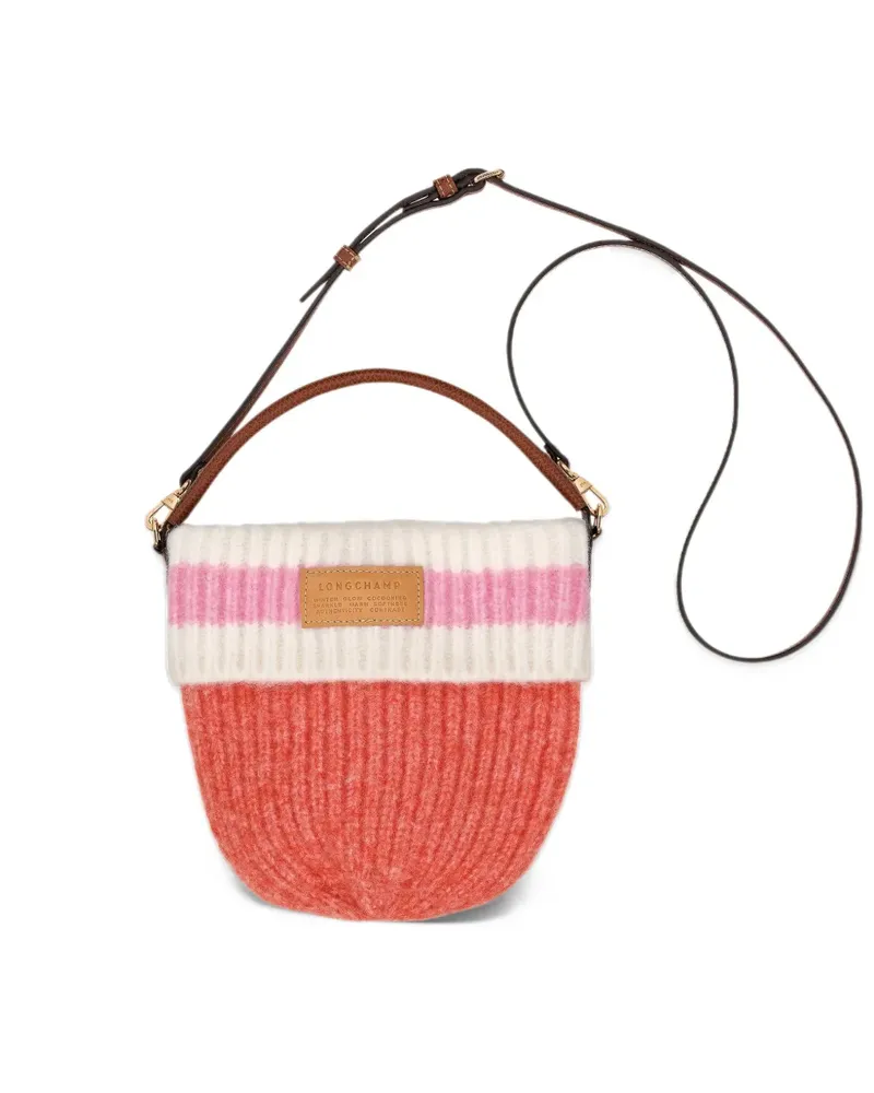 Longchamp Kleine Le Pliage Umhängetasche aus Rippstrick - Orange Orange