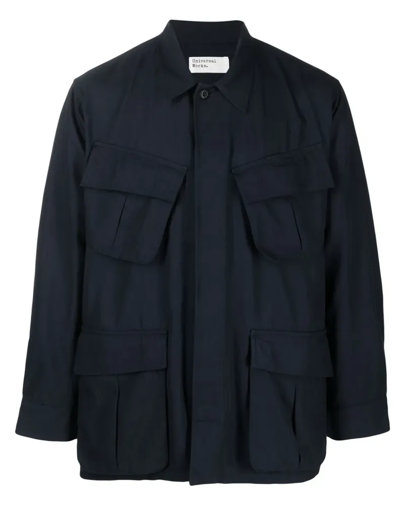 Universal Works Jungle Hemdjacke mit Knöpfen - Blau Blau