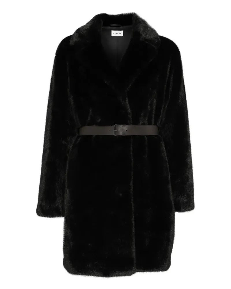 P.A.R.O.S.H. Faux-Fur-Mantel mit Gürtel - Schwarz Schwarz