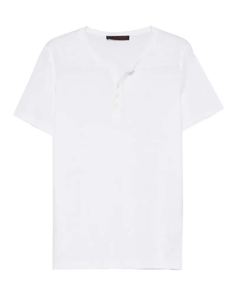 Jeordie's short-sleeve henley linen T-shirt - Weiß Weiß