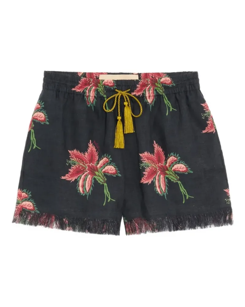 Valentino Garavani Papier Floral linen shorts - Schwarz Schwarz