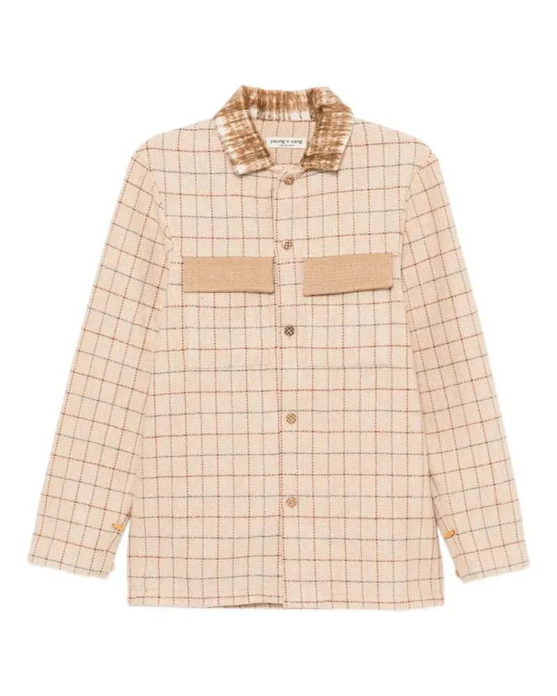 young n sang cehcked button-up jacket - Nude Nude