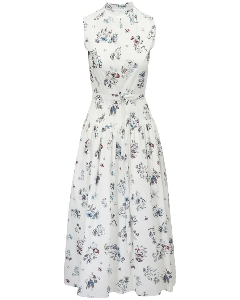Adam Lippes Midikleid mit Blumen-Print - Weiß Weiß