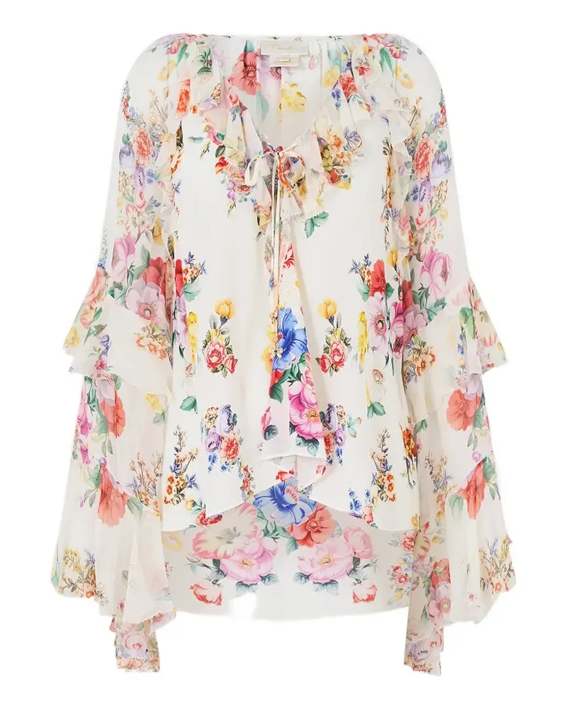 Camilla ruffled lace-up blouse - Weiß Weiß