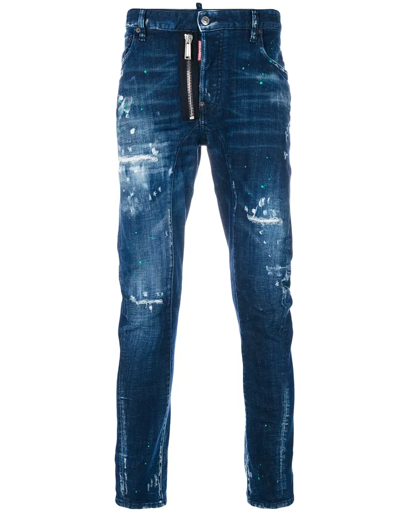 Dsquared2 Tapered-Jeans in Distressed-Optik - Blau Blau