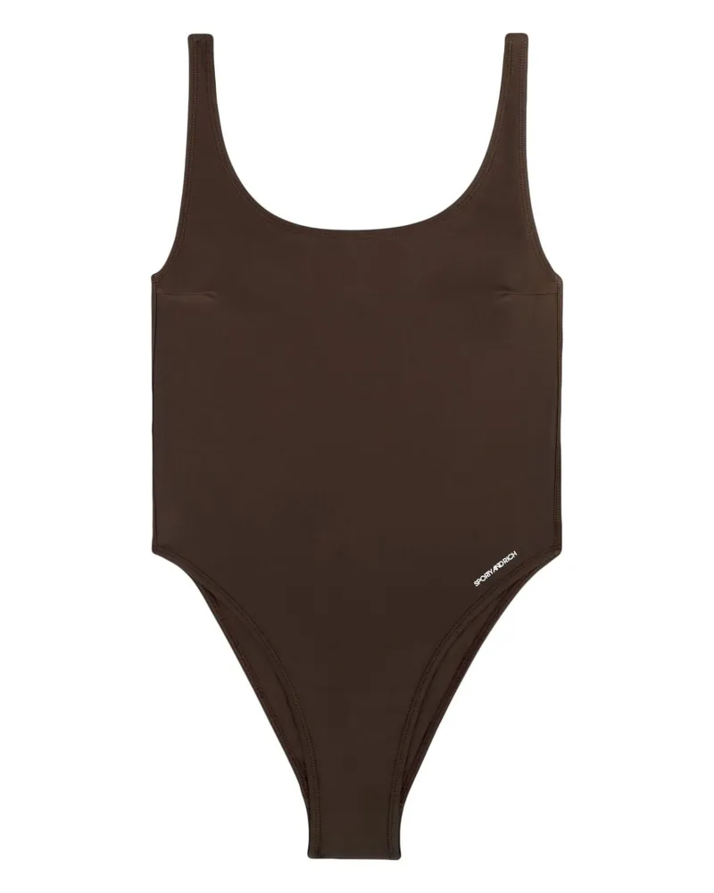 SPORTY & RICH Badeanzug mit Logo-Print - Braun Braun
