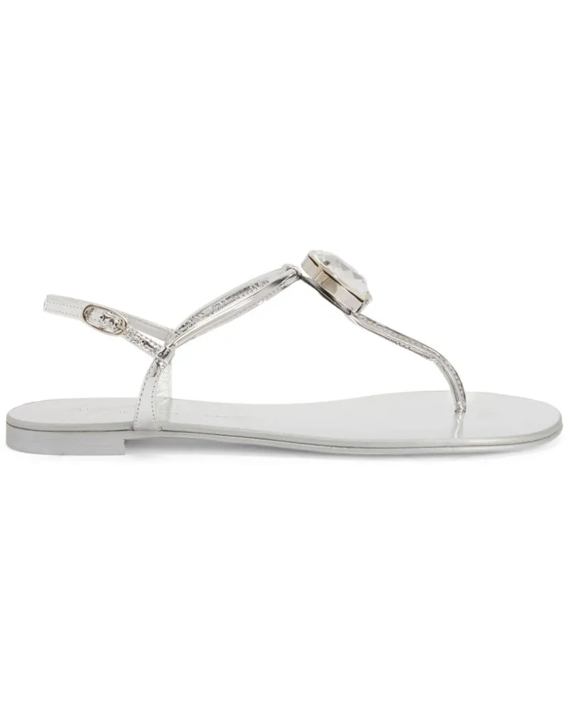 Giuseppe Zanotti Pantoletten in Metallic-Optik - Silber Silber