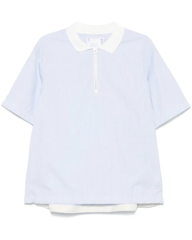 Sacai Gestreiftes Poloshirt - Blau Blau