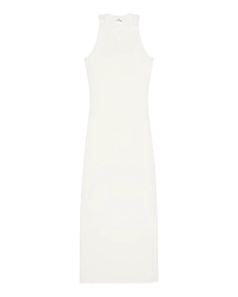 Courrèges buckle-detail ribbed-knit midi dress - Weiß Weiß
