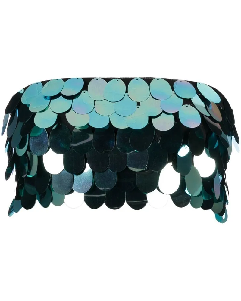 The New Arrivals Ilkyaz Ozel Bandeau-Top mit Pailletten - Blau Blau