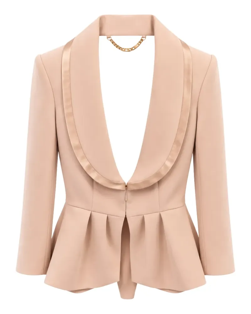 Elisabetta Franchi Schößchenjacke mit Satinbesatz - Nude Nude