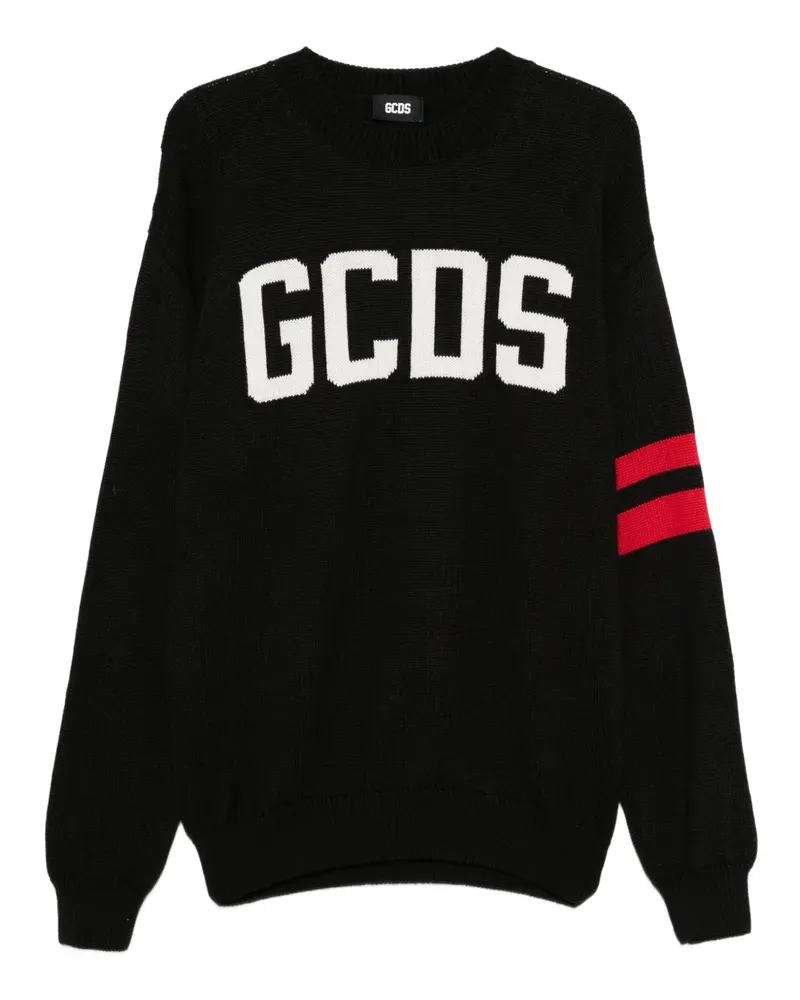 GCDS Gestreifter Pullover mit Logo - Schwarz Schwarz