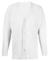 Issey Miyake Gerippter Cardigan mit V-Ausschnitt Grau