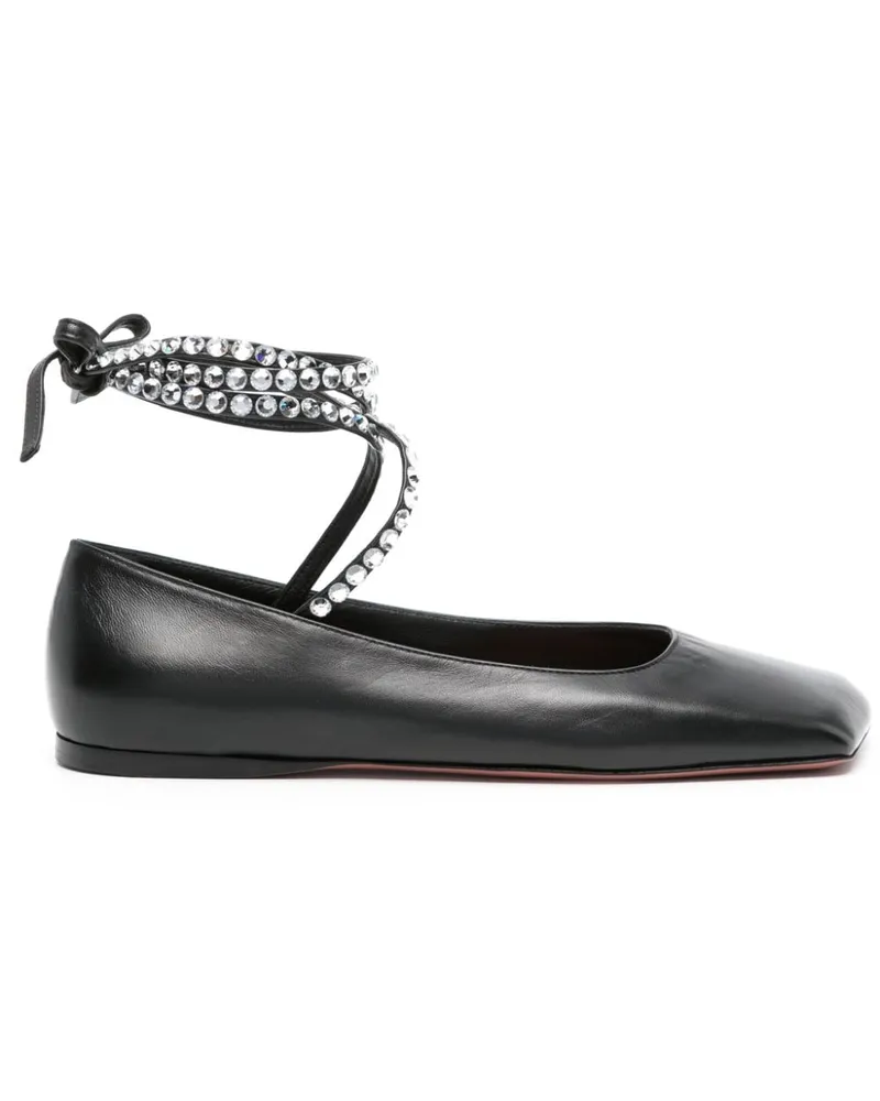Amina Muaddi Ane Ballerinas mit eckiger Kappe - Schwarz Schwarz