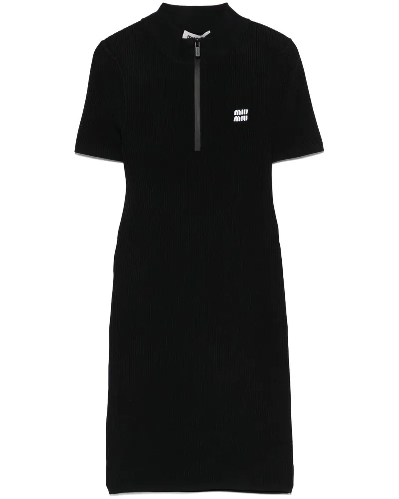 Miu Miu Geripptes Minikleid - Schwarz Schwarz